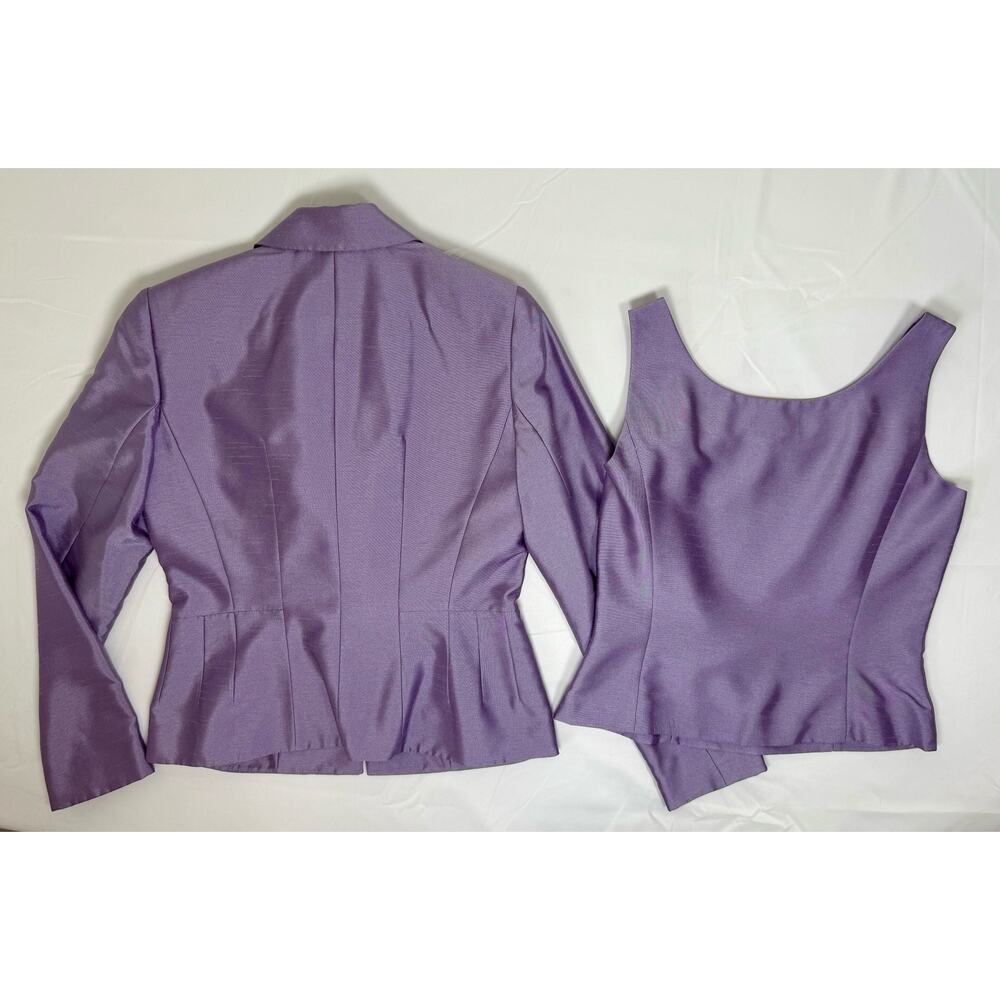 Tahari ASL Lux Lilac Lavender Skirt Suit 3 Pc Blazer Top Embellished Beaded Sz 4 - Picture 10 of 13